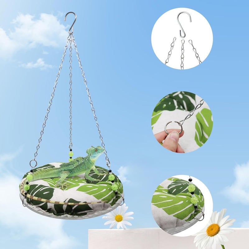 Slepceub 11.8in Reptile Bed，Reptile Hammock Swing Hanging Bed, Lizard Swing Toy, Lizard Bed, Reptile Lounger Terrarium Hanging Hammock for Bearded Dragon Lizard Gecko Chameleon Parrot Hamster Small Pets - Image 4